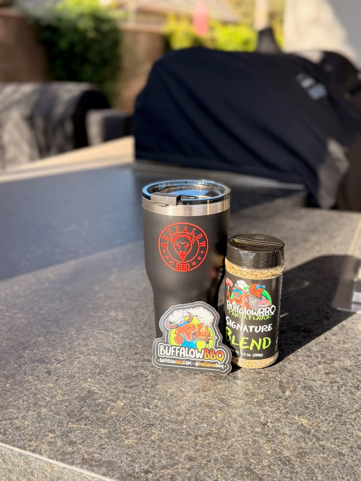 BuffalowBBQ - Combo Package - Rub, Tumbler, Sticker - Black