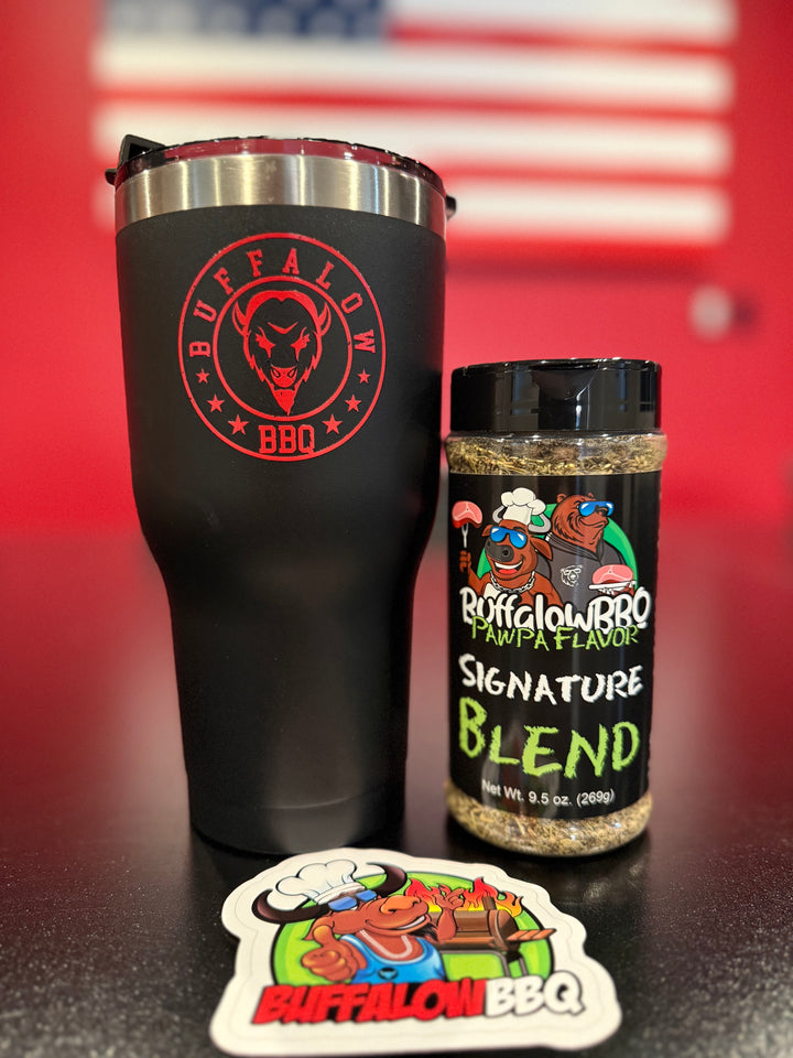 BuffalowBBQ - Combo Package - Rub, Tumbler, Sticker - Black